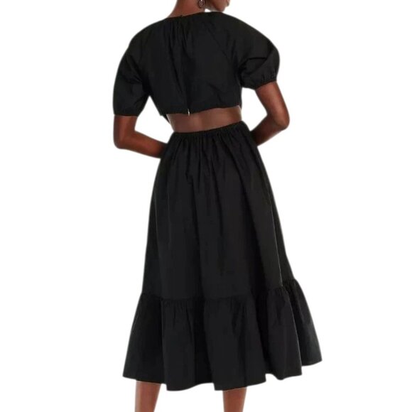 J. Crew Womens Plus Size 14 Black Side Cutout Poplin Midi Dress - Picture 3 of 14